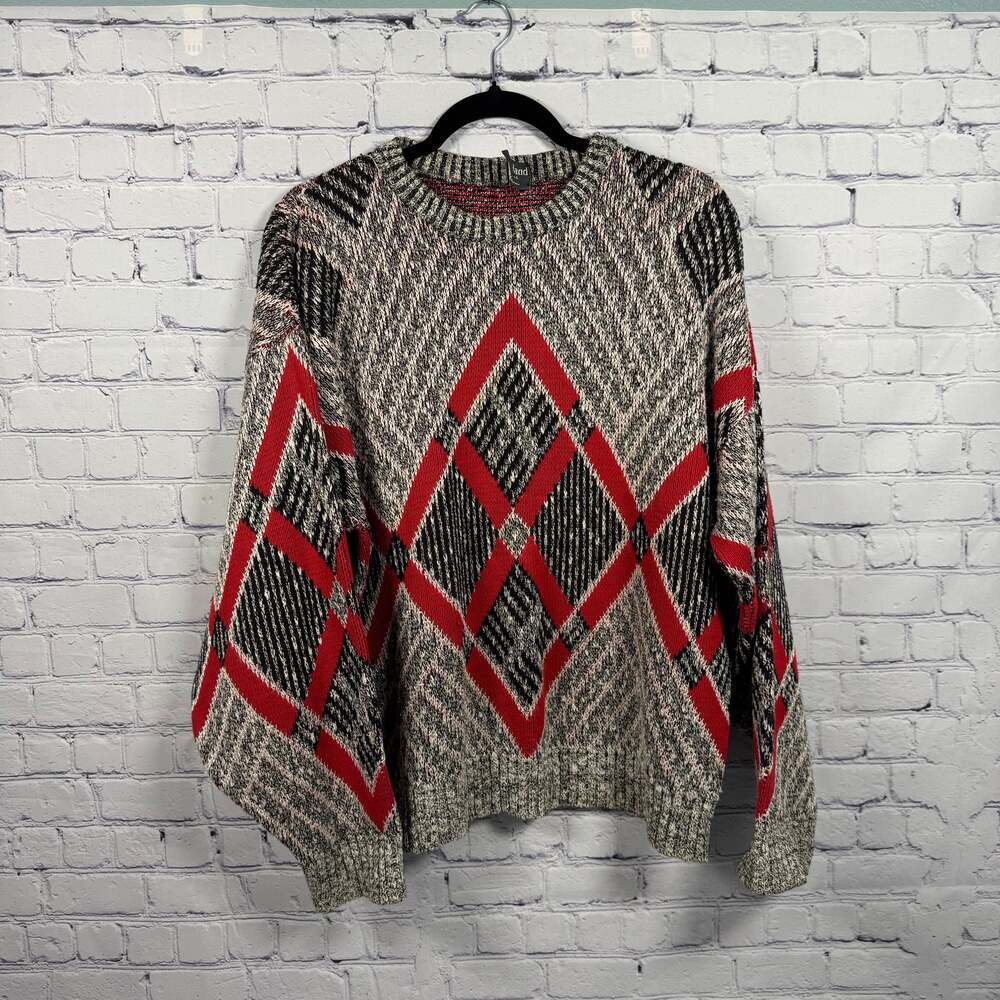 Vintage Ellis Island Sweater Mens XL Crew Neck Grandpa Sweater